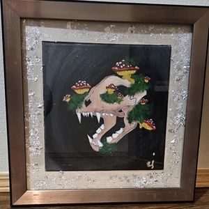 12x12 framed oil and acrylic on canvas